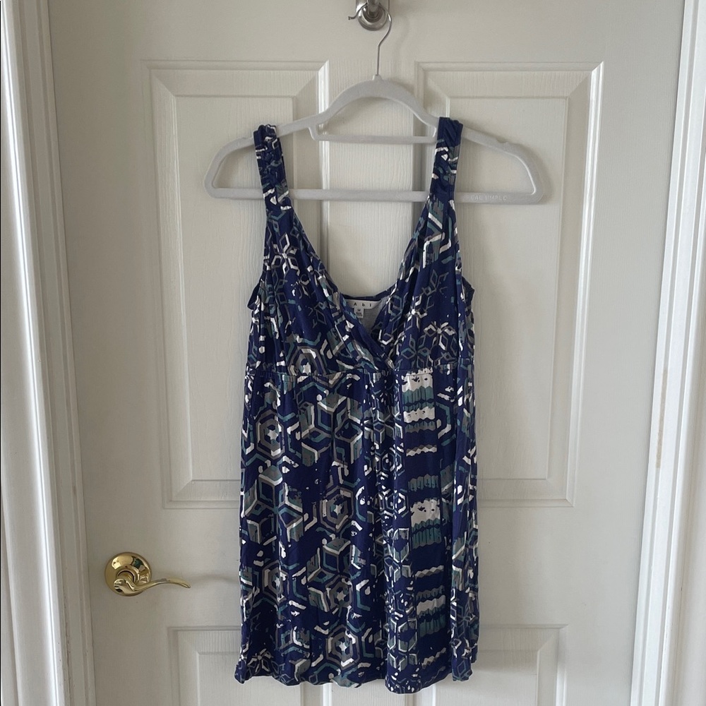 CAbi Blue Geometric Print Top